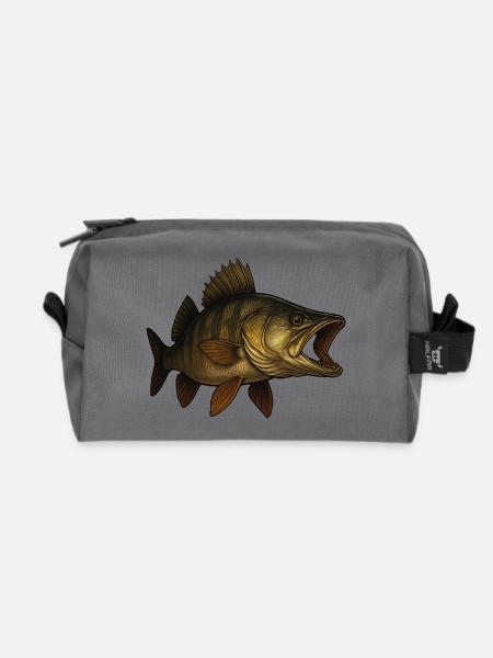 Detaillierter Zander Fisch Kunstwerk - Recycelte Kulturtasche - Anthrazit
