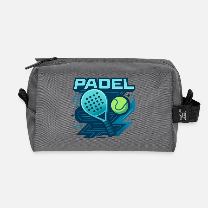 Padel Logo Schläger Ball Dynamik - Recycelte Kulturtasche - Anthrazit
