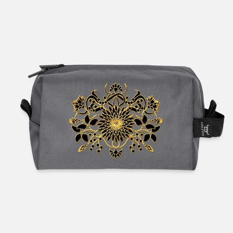 Blumen - Recycelte Kulturtasche - Anthrazit