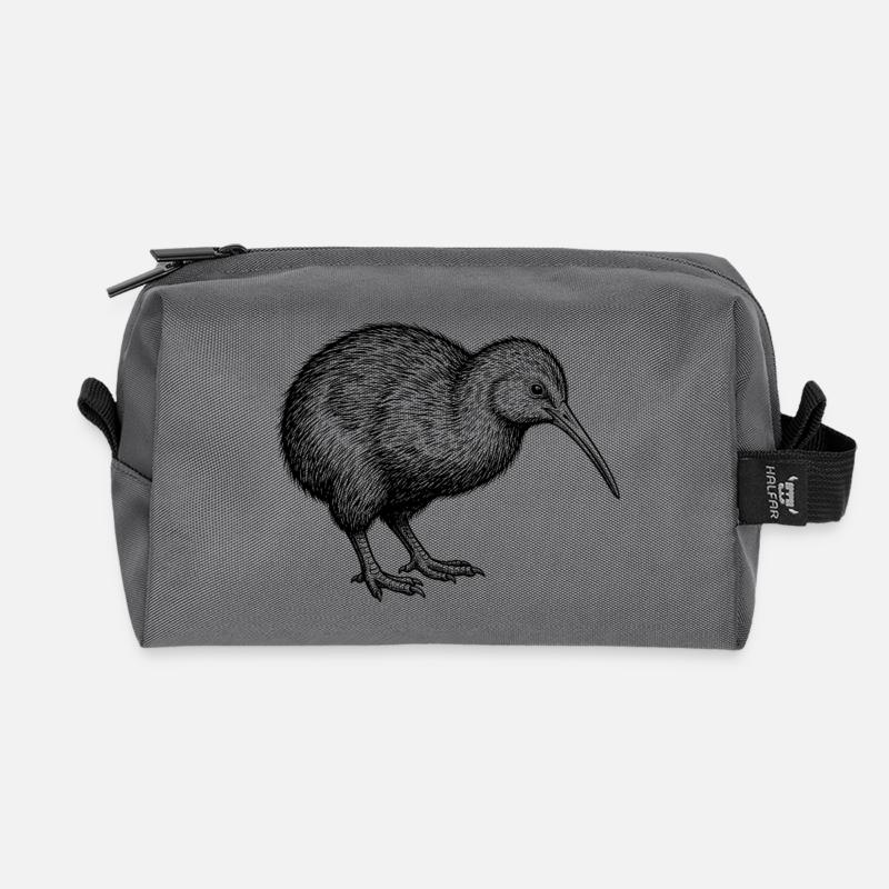 Kiwi Vogel - Recycelte Kulturtasche - Anthrazit