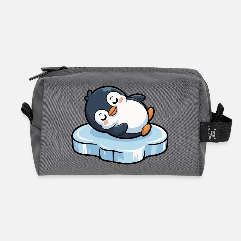 Schlafender Pinguin auf Eis - Recycelte Kulturtasche - Anthrazit