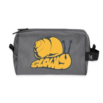 Slowly, a drawn word - Recycled Toiletry Zip Bag - anthracite - Front