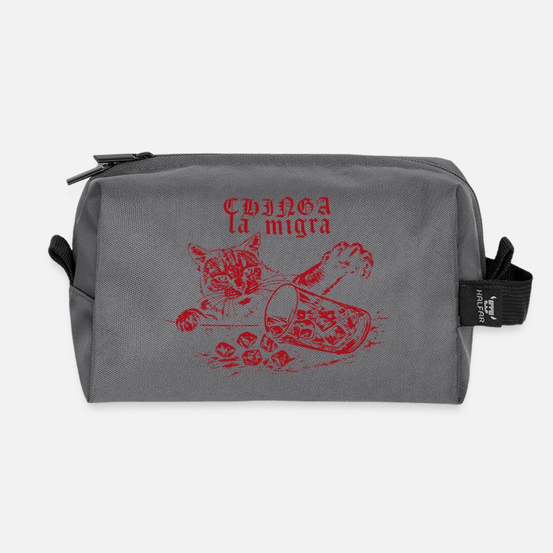 Chinga la migra Cat - Recycled Toiletry Zip Bag - anthracite