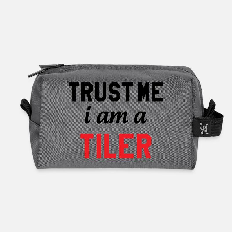 Believe me, I'm a tiler – professional experience - Recycled Toiletry Zip Bag - anthracite