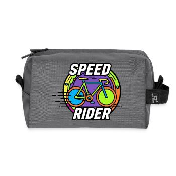 Speed Rider Fahrrad Neon Farben Rennrad Motiv - Recycelte Kulturtasche - Anthrazit - Vorne