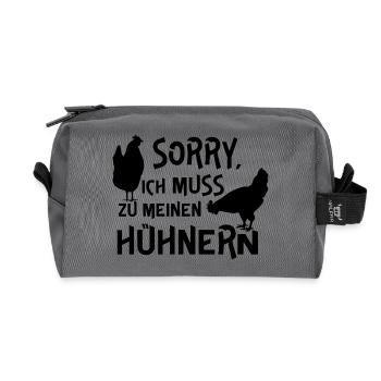 Fans de poulet - Coq - Coq - Poulet fleur - Bio - Trousse de toilette en tissu recyclé - anthracite - Devant