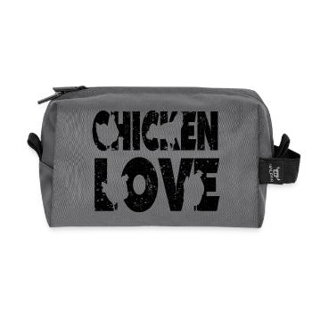 Fans de poulet - Coq - Coq - Poulet fleur - Bio - Trousse de toilette en tissu recyclé - anthracite - Devant