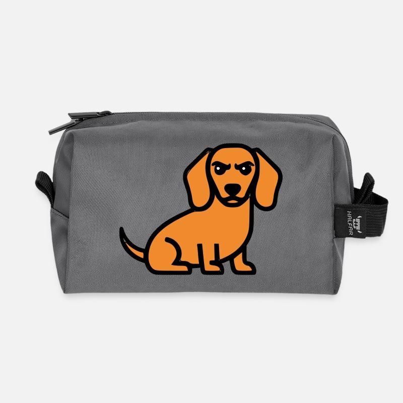 Dackel Hund Braun Comic - Recycelte Kulturtasche - Anthrazit