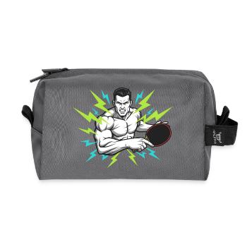 Table Tennis Table Ping Pong Ball Sports Smashing - Recycled Toiletry Zip Bag - anthracite - Front