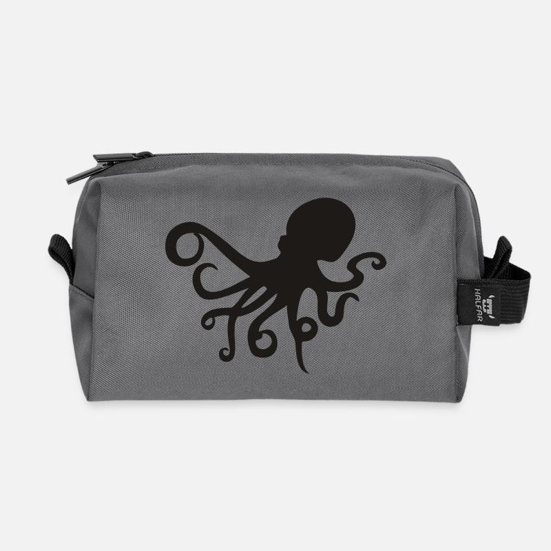 octopus - Recycled Toiletry Zip Bag - anthracite