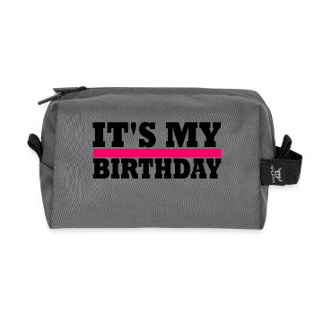 birthday - Recycled Toiletry Zip Bag - anthracite - Front