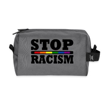 Stop racism - Recycled Toiletry Zip Bag - anthracite - Front