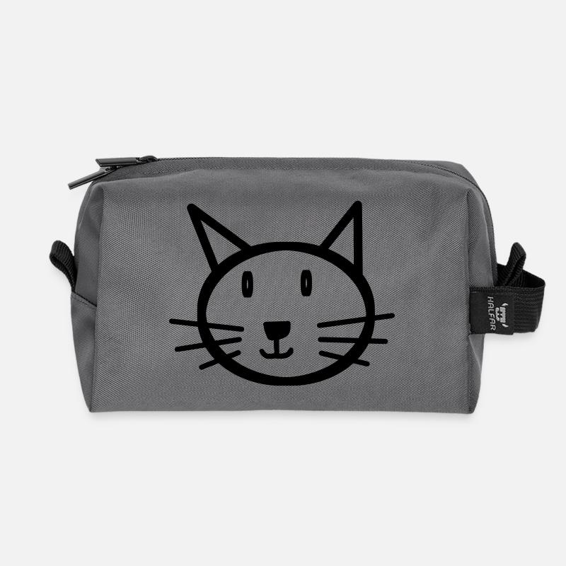 Cat Cats face Gift Gift idea - Recycled Toiletry Zip Bag - anthracite