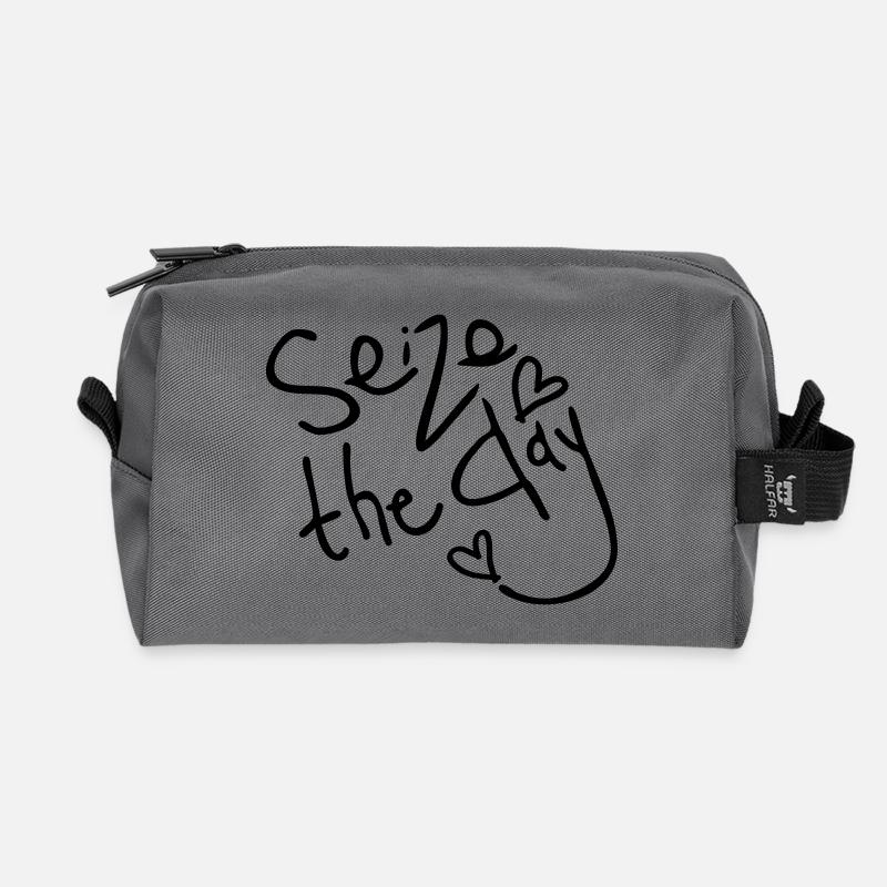Seize the day - Recycled Toiletry Zip Bag - anthracite