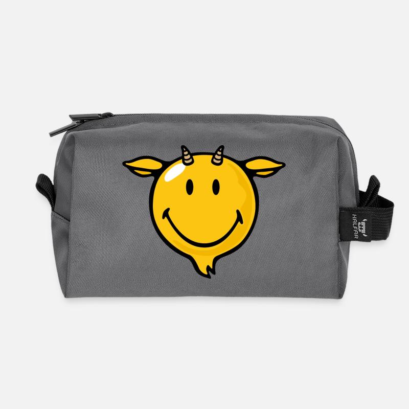 Smiley Goat - Recycelte Kulturtasche - Anthrazit