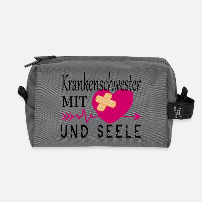 Krankenschwester mit Herz - Recycelte Kulturtasche - Anthrazit