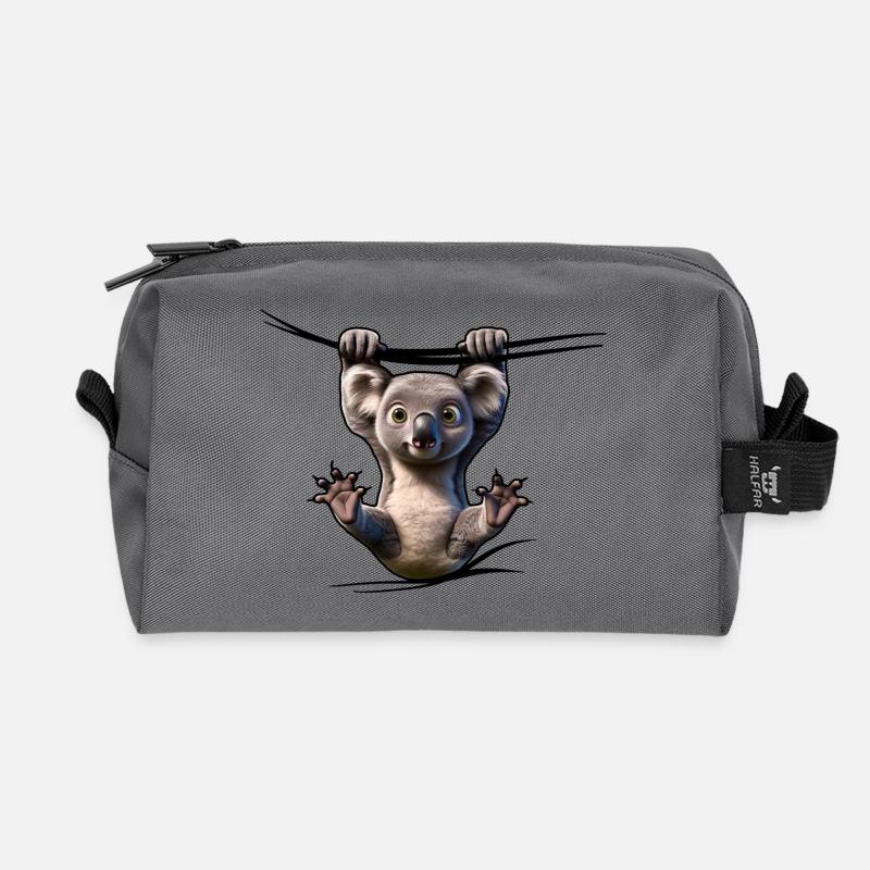 Kleiner Koala Hüpfer - Recycelte Kulturtasche - Anthrazit