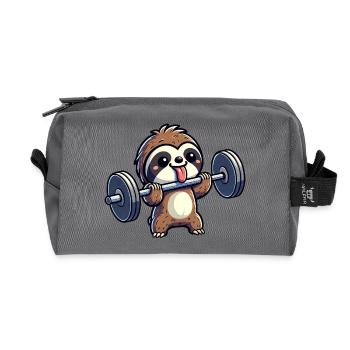Sloth Strength Training: Dumbbells & Bench Press - Recycled Toiletry Zip Bag - anthracite - Front