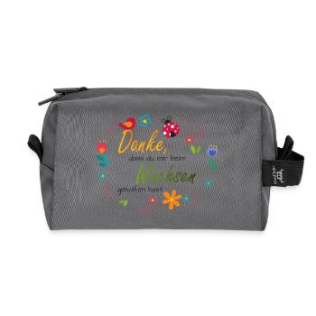 Couronne de fleurs - Fleurs colorées - Oiseau - Coccinelle - Trousse de toilette en tissu recyclé - anthracite - Devant