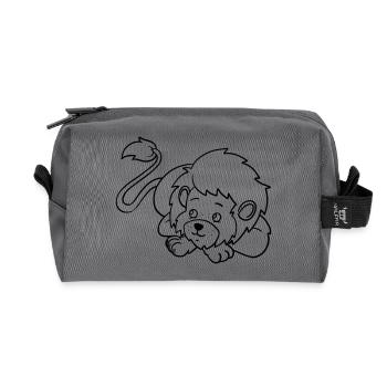 🦁 Cute lion for creative minds & little artists - Recycled Toiletry Zip Bag - anthracite - Front
