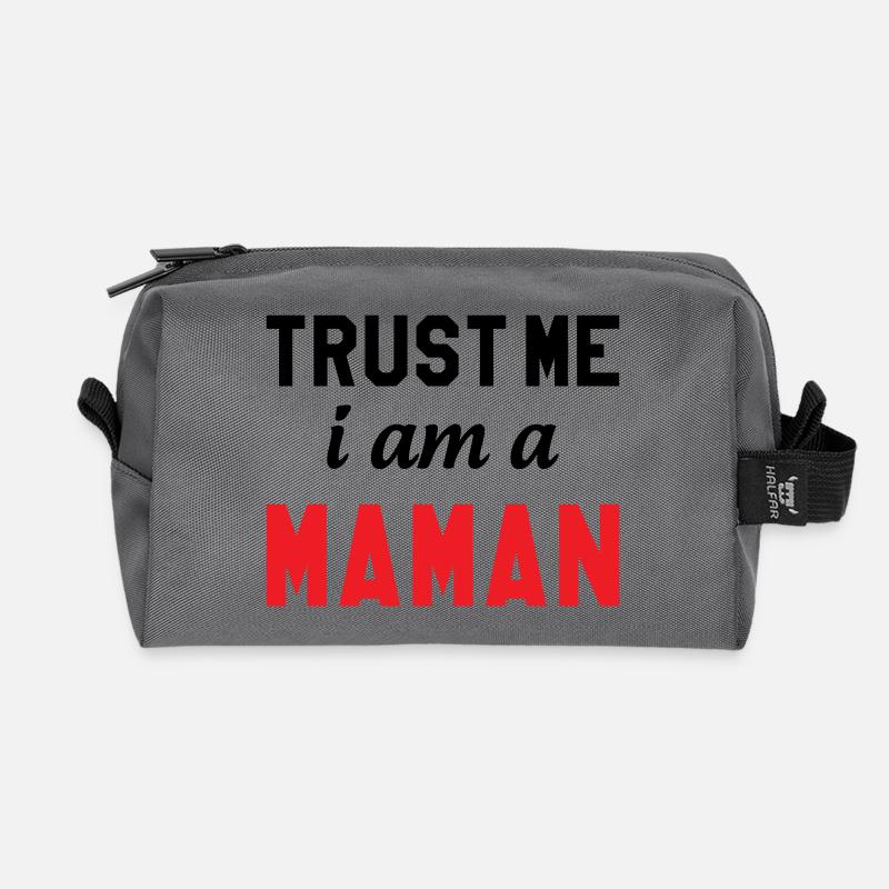 Trust me I am Maman - Recycled Toiletry Zip Bag - anthracite