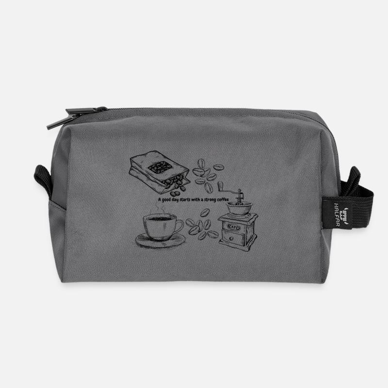 A good day starts with a strong coffee - Recycelte Kulturtasche - Anthrazit