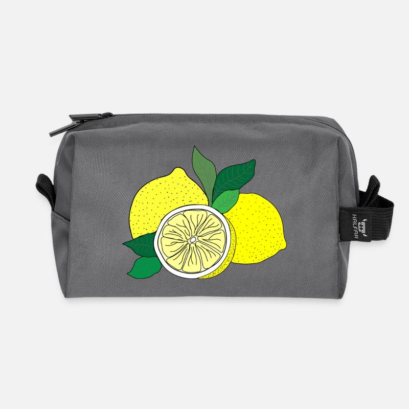 Citrus Print - Recycelte Kulturtasche - Anthrazit