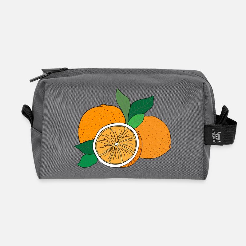 Orange Print - Recycled Toiletry Zip Bag - anthracite