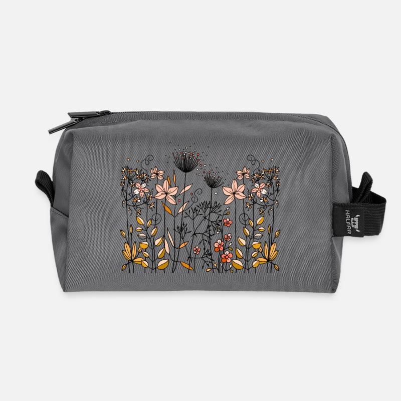 Blumen - Recycelte Kulturtasche - Anthrazit