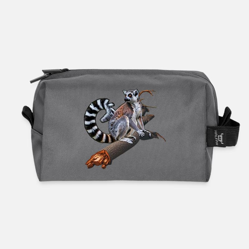 Ring-tailed lemurs - Recycled Toiletry Zip Bag - anthracite