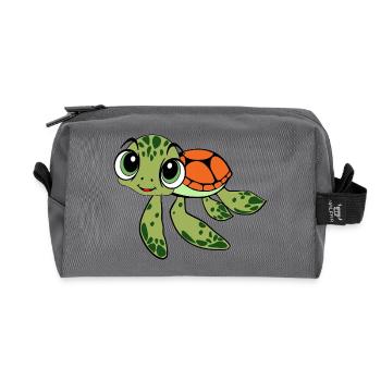 Fröhliche Schildkrötenkarikatur - Recycelte Kulturtasche - Anthrazit - Vorne
