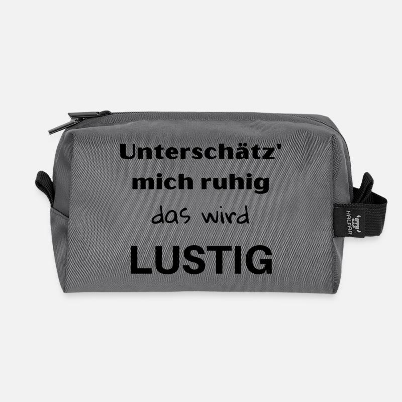 Unterschätz' mich ruhig, das wird lustig! - Recycelte Kulturtasche - Anthrazit