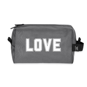 LOVE is the most important and strongest thing in the universe - Recycled Toiletry Zip Bag - anthracite - Front