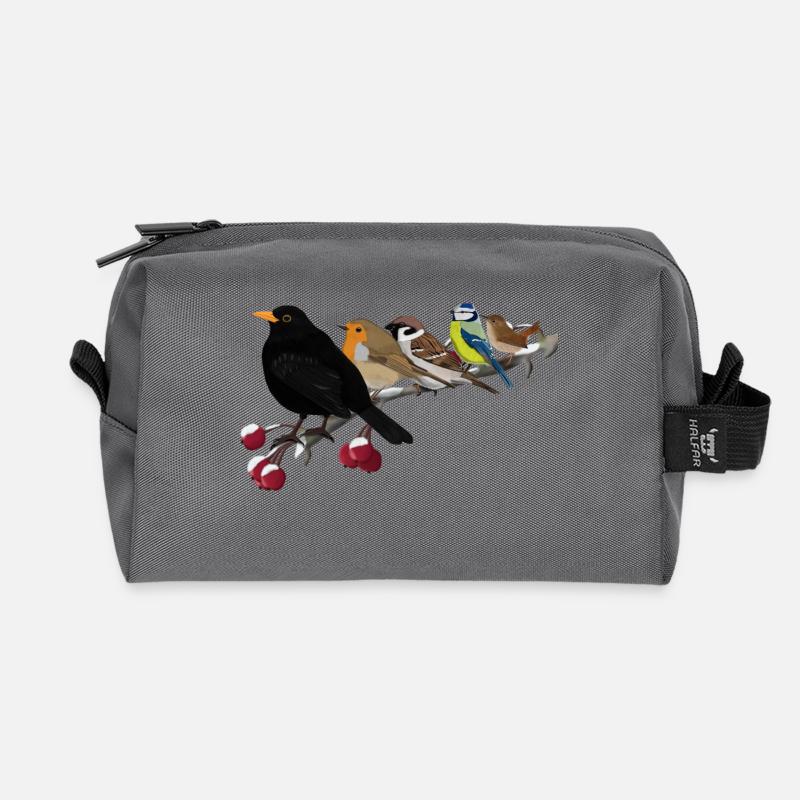 Amsel Rotkehlchen Blaumeise Ast Weihnachten Vogel - Recycelte Kulturtasche - Anthrazit