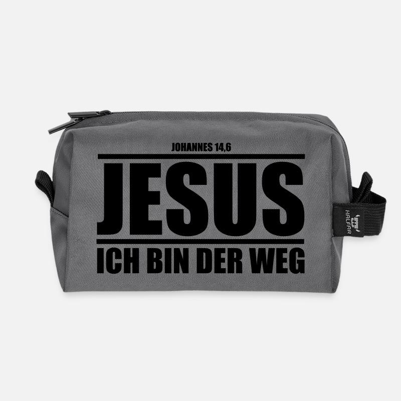 Jesus - Ich bin der Weg - Recycelte Kulturtasche - Anthrazit