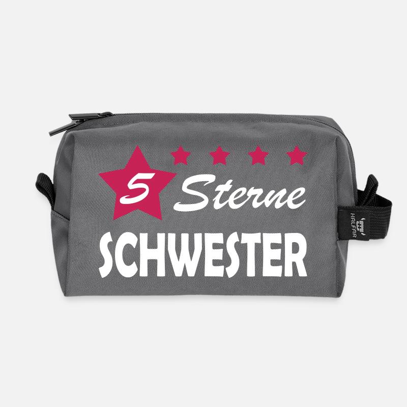 5 Sterne Schwester Geschenk Idee beste Schwester - Recycelte Kulturtasche - Anthrazit