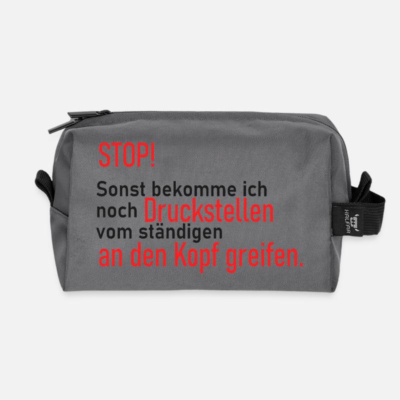 Facepalm Spruch Druckstellen am Kopf - Recycelte Kulturtasche - Anthrazit