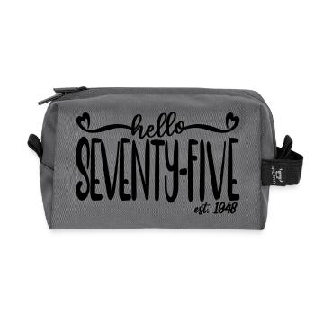75th Birthday Women Hello Seventy-Five Est. 1948 - Recycled Toiletry Zip Bag - anthracite - Front