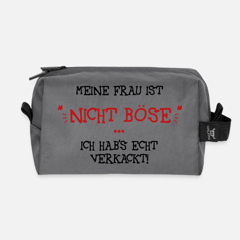 Meine Frau ist nicht böse - Recycelte Kulturtasche - Anthrazit