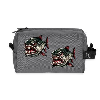 piranha comic 2 - Recycelte Kulturtasche - Anthrazit - Vorne