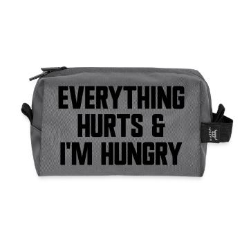 Alles tut weh und ich habe Hunger. Lustiges Workou - Recycelte Kulturtasche - Anthrazit - Vorne