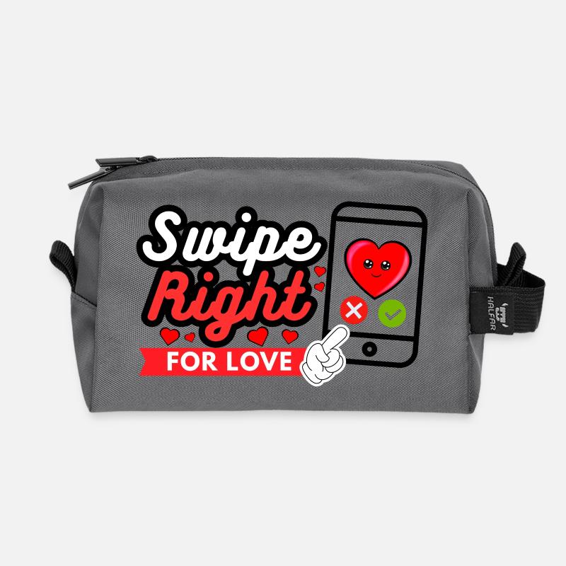 Swipe Right For Love – Modern Love Statement - Recycelte Kulturtasche - Anthrazit