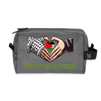 L’humanité n’a pas de frontières - Solidarité avec la Palestine - Trousse de toilette en tissu recyclé - anthracite - Devant