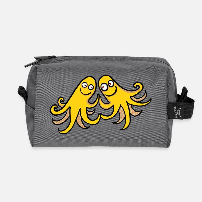 Dancing Octopuses - Recycled Toiletry Zip Bag - anthracite