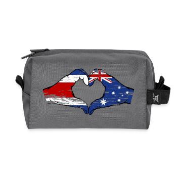 Costa Rica Australien Flagge Hände Herzform used - Recycelte Kulturtasche - Anthrazit - Vorne