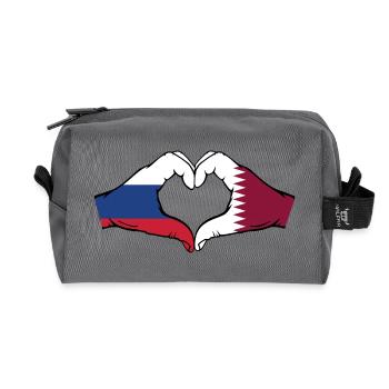 Russland Katar Flagge Hände Herzform - Recycelte Kulturtasche - Anthrazit - Vorne