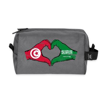 Tunisia Saudi Arabia Flag Hands Heart Shape Used - Recycled Toiletry Zip Bag - anthracite - Front