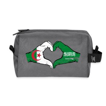 Algeria Saudi Arabia Flag Hands Heart Shape Used - Recycled Toiletry Zip Bag - anthracite - Front