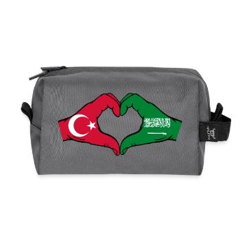 Turkey Saudi Arabia Flag Hands Heart Shape - Recycled Toiletry Zip Bag - anthracite - Front