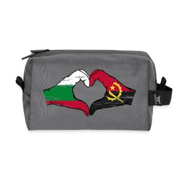 Bulgarie Angola drapeau mains forme de coeur utilisé - Trousse de toilette en tissu recyclé - anthracite - Devant